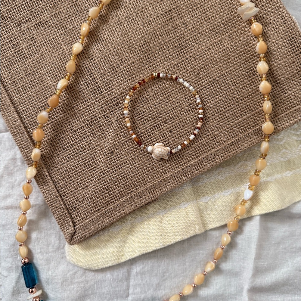 Echos of the Sea- Two piece necklace and bracelet set. Handmade